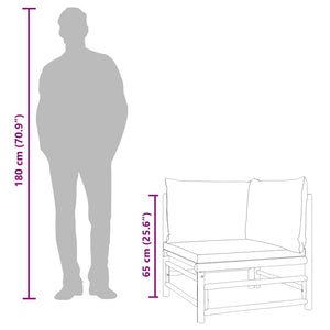 Hörnsoffa för trädgården med taupe dynor bambu