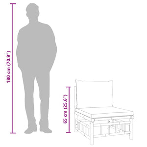 Loungegrupp för trädgården 2 delar mörkgråa dynor bambu