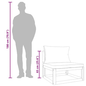 Soffa mittdel för trädgården med taupe dynor massivt akaciaträ