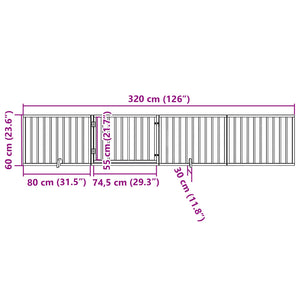 Hundgrind med dörr vikbar 4 paneler 320 cm poppelträ