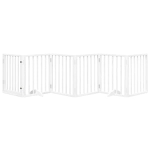 Hundgrind med dörr vikbar 6 paneler vit 300 cm poppel