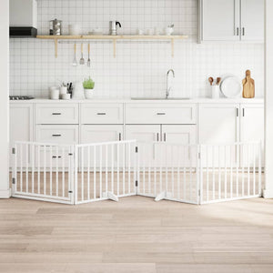 Hundgrind med dörr vikbar 4 paneler vit 320 cm poppel