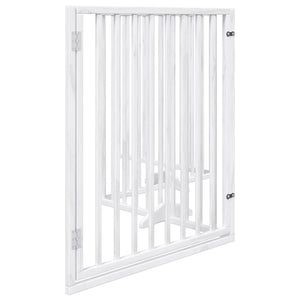 Hundgrind med dörr vikbar 4 paneler vit 320 cm poppelträ