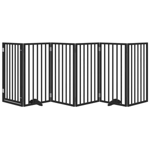 Hundgrind med dörr vikbar 6 paneler svart 300 cm poppel