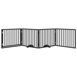 Hundgrind med dörr vikbar 4 paneler svart 320 cm poppel