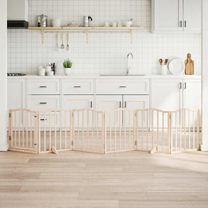 Hundgrind med dörr vikbar 6 paneler 300 cm poppel