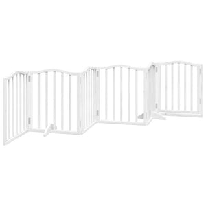 Hundgrind med dörr vikbar 6 paneler vit 300 cm poppel