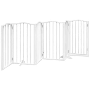 Hundgrind med dörr vikbar 6 paneler vit 300 cm poppel