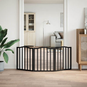 Hundgrind hopfällbar 3 paneler svart 150 cm poppel