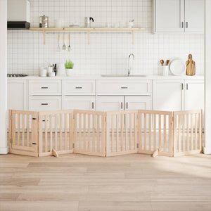 Hundgrind med dörr vikbar 6 paneler 300 cm poppelträ