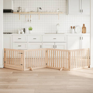 Hundgrind med dörr vikbar 4 paneler 320 cm poppelträ