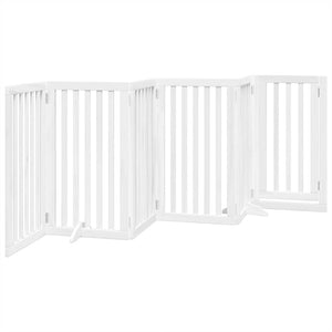 Hundgrind med dörr vikbar 6 paneler vit 300 cm poppel