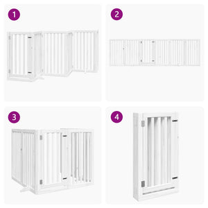 Hundgrind med dörr vikbar 6 paneler vit 300 cm poppel