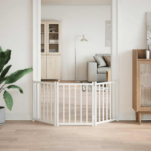 Hundgrind hopfällbar 3 paneler vit 150 cm massivt granträ