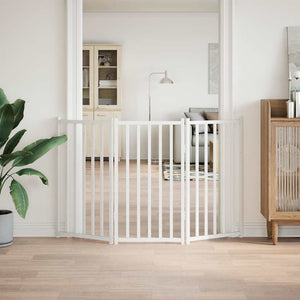 Hundgrind hopfällbar 3 paneler vit 150 cm massivt granträ