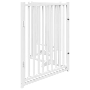 Hundgrind med dörr vikbar 4 paneler vit 320 cm massivt granträ