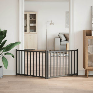 Hundgrind hopfällbar 2 paneler svart 160 cm massivt granträ