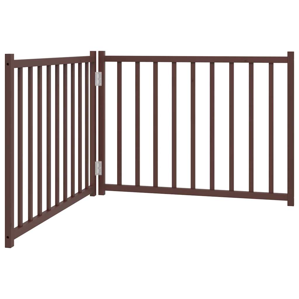 Hundgrind hopfällbar 2 paneler brun ek 160 cm massivt granträ