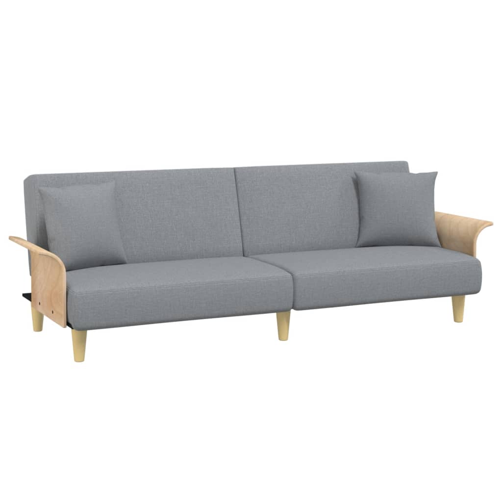 Bäddsoffa med armstöd ljusgrå tyg