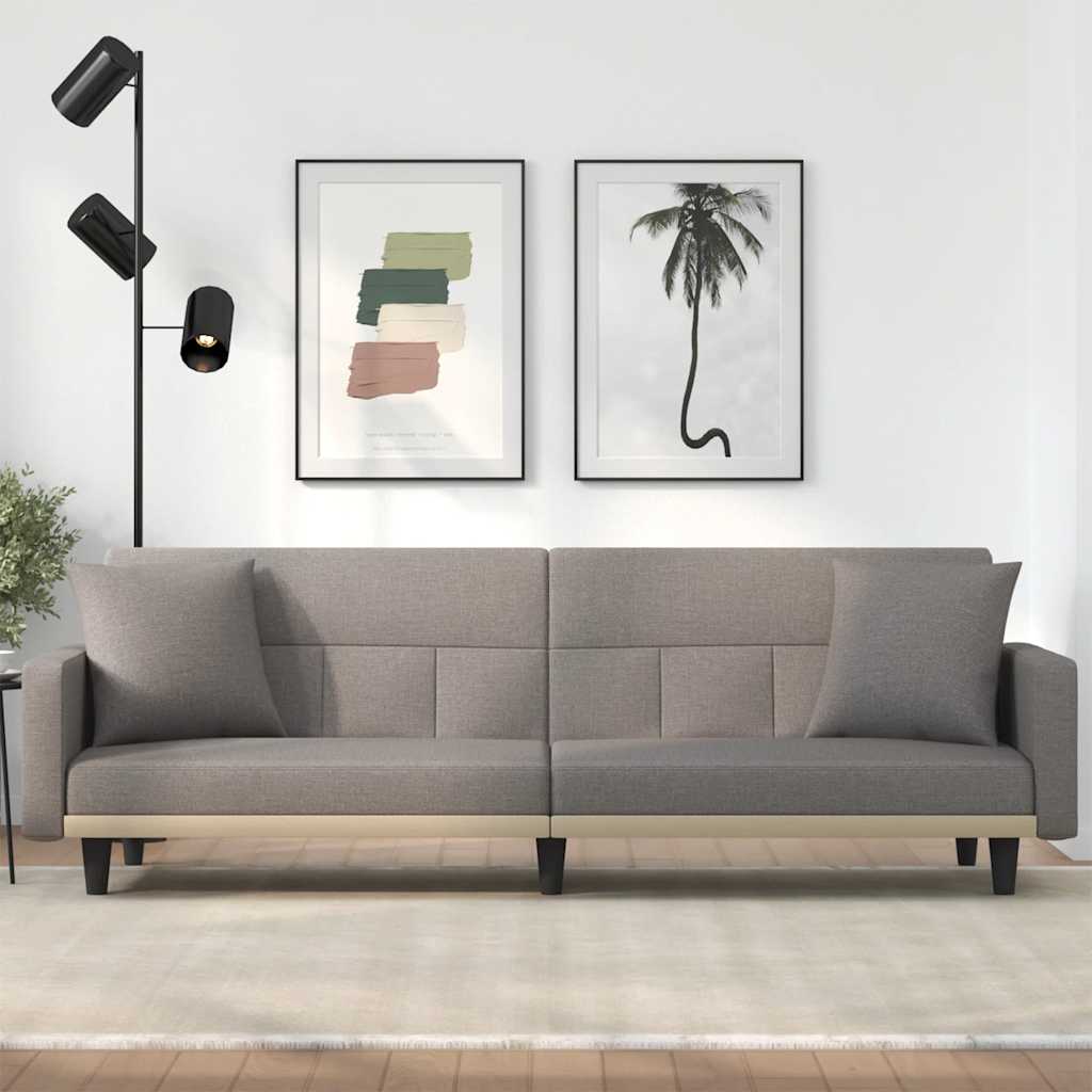 Bäddsoffa med kuddar taupe tyg