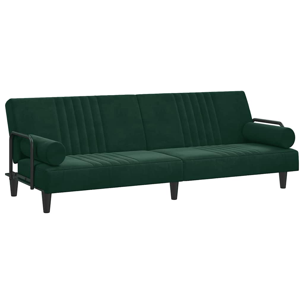 Bäddsoffa med armstöd mörkgrön sammet
