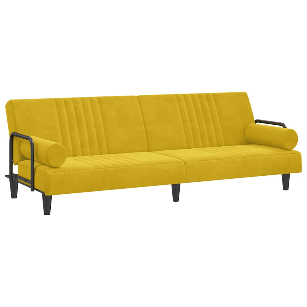 Bäddsoffa med armstöd gul sammet