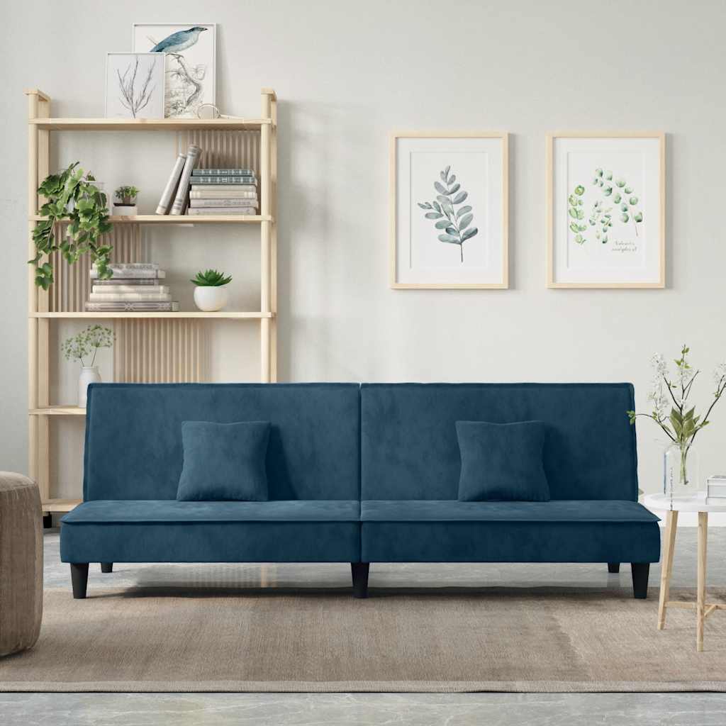Bäddsoffa blå sammet
