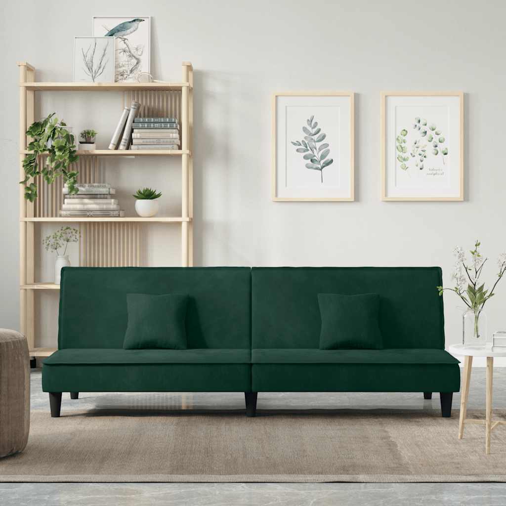 Bäddsoffa mörkgrön sammet