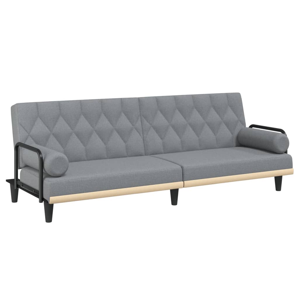 Bäddsoffa med armstöd ljusgrå tyg