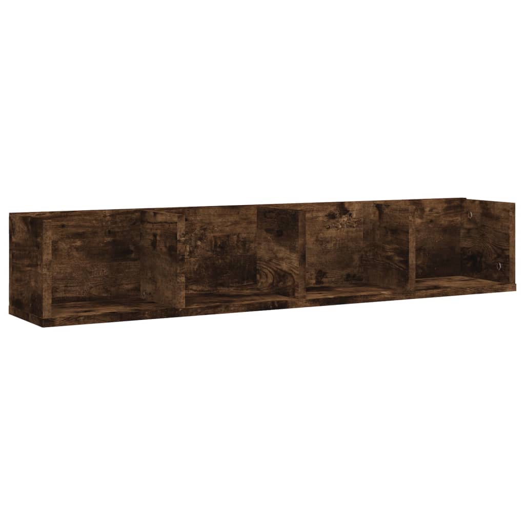 CD-hylla rökfärgad ek 100x18x18 cm konstruerat trä