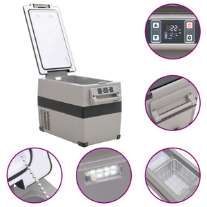 Kylbox med handtag och adapter 35 L svart och grå PP & PE