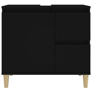 Badrumsskåp svart 65x33x60 cm konstruerat trä