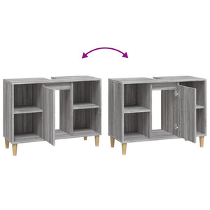 Tvättställsskåp grå sonoma 80x33x60 cm konstruerat trä