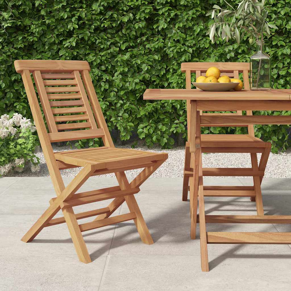 Hopfällbara trädgårdsstolar 2 st 47x63x90 cm massiv teak