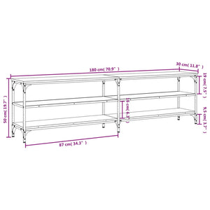 Tv-bänk brun ek 180x30x50 cm konstruerat trä och metall