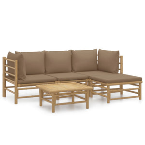 Loungegrupp 5 delar taupe dynor bambu
