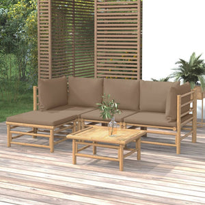 Loungegrupp 5 delar taupe dynor bambu