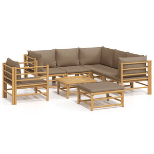 Loungegrupp 8 delar taupe dynor bambu