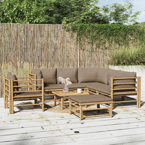 Loungegrupp 8 delar taupe dynor bambu