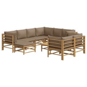 Loungegrupp 10 delar taupe dynor bambu
