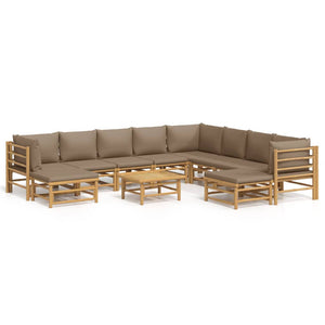 Loungegrupp 11 delar taupe dynor bambu