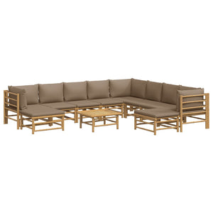 Loungegrupp 11 delar taupe dynor bambu