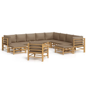 Loungegrupp 12 delar taupe dynor bambu