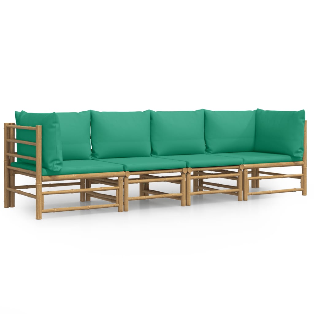 Loungegrupp 4 delar gröna dynor bambu