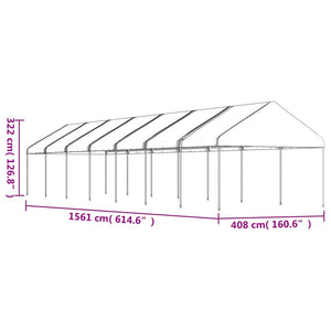 Paviljong med tak vit 15,61x4,08x3,22 m polyeten