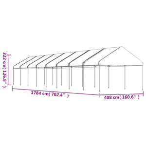 Paviljong med tak vit 17,84x4,08x3,22 m polyeten