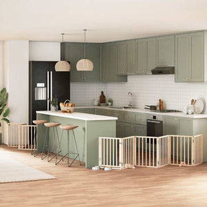 Hundgrind med dörr vikbar 9 paneler 450 cm poppel