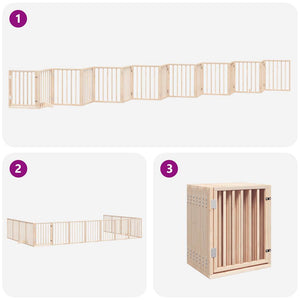 Hundgrind med dörr vikbar 15 paneler 750 cm poppel