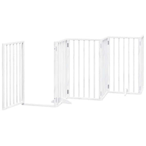 Hundgrind med dörr vikbar 12 paneler vit 600 cm poppel
