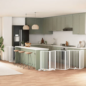 Hundgrind med dörr vikbar 12 paneler vit 600 cm poppel